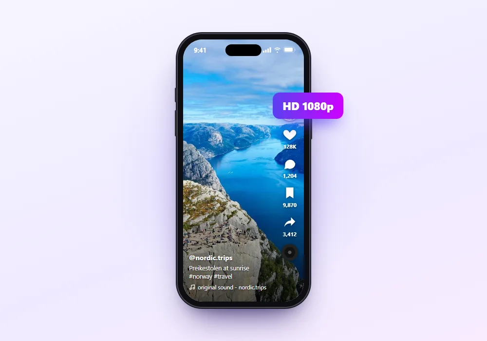TikTok video saved in HD 1080p quality