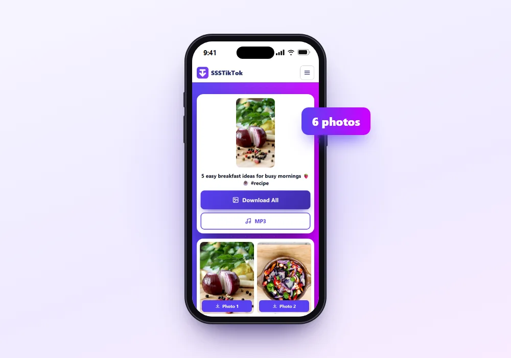 TikTok slideshow photos saved one by one
