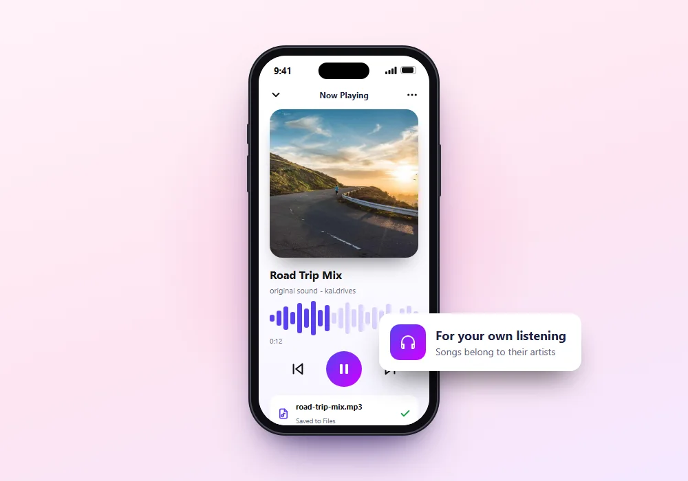 Listening to a saved TikTok MP3 on a phone