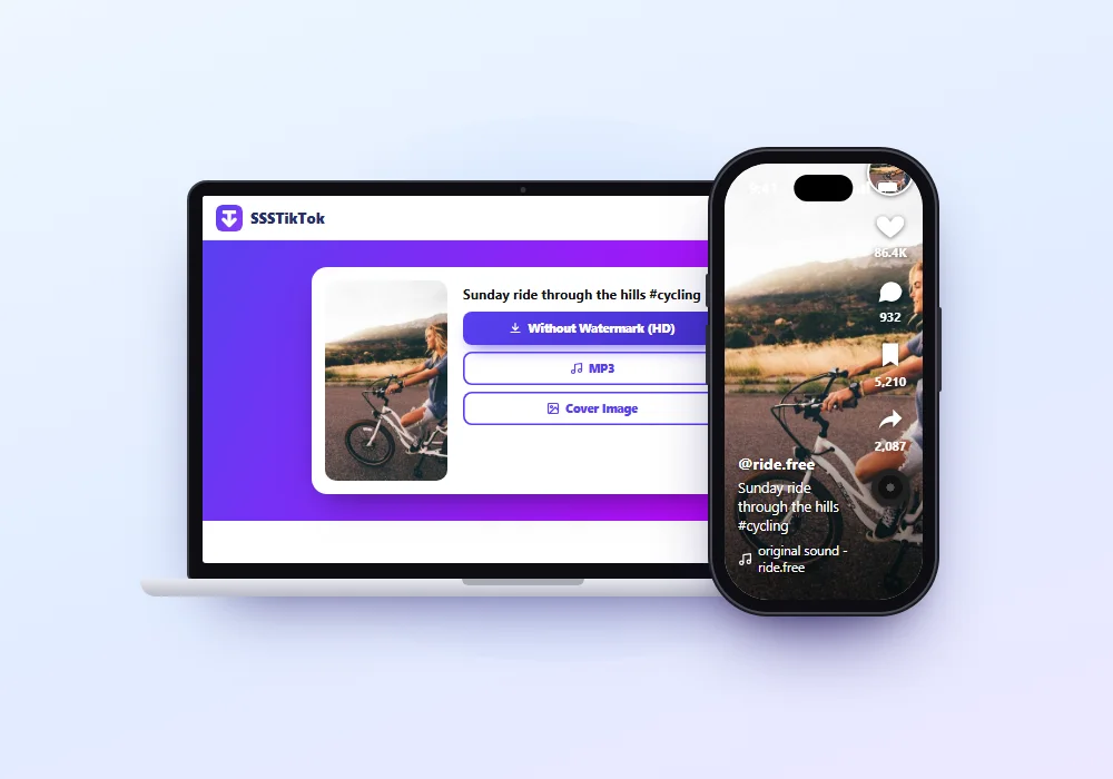 SnapTik TikTok downloader on laptop and phone