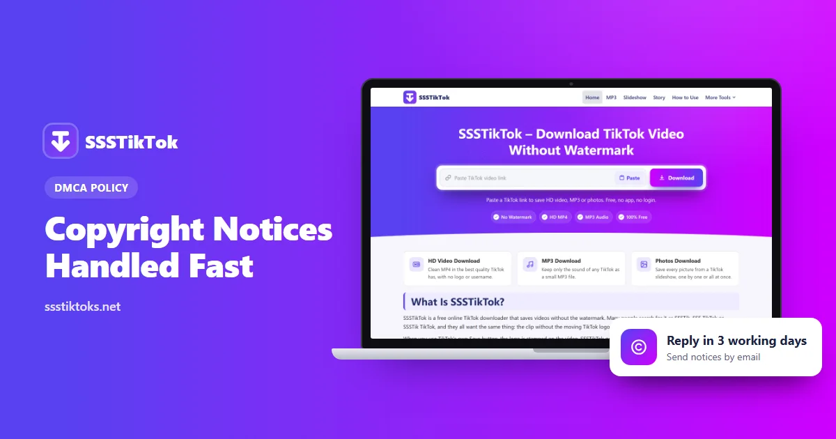SSSTikTok DMCA and copyright policy