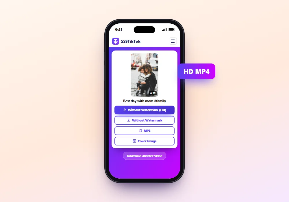 TikTokio HD TikTok video download result